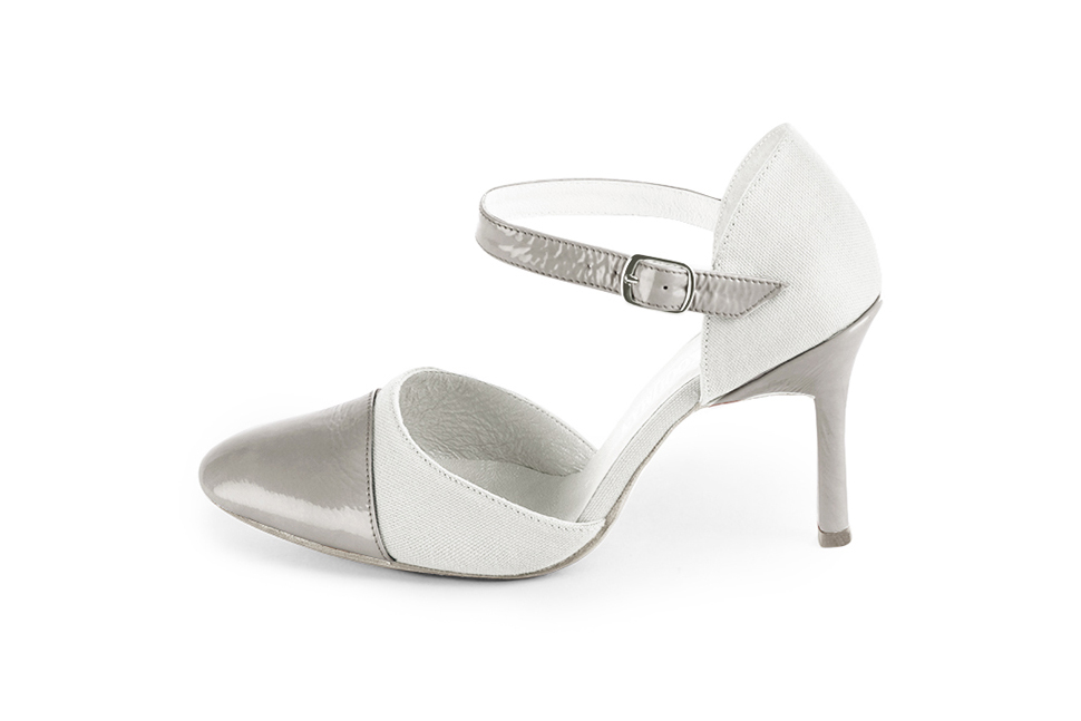 French elegance and refinement for these pearl grey and pure white dress open side shoes, with an instep strap, 
                available in many subtle leather and colour combinations. Its high vamp and fitted strap will give you good support.
To personalize or not, according to your inspiration and your needs.  
                Matching clutches for parties, ceremonies and weddings.   
                You can customize these shoes to perfectly match your tastes or needs, and have a unique model.  
                Choice of leathers, colours, knots and heels. 
                Wide range of materials and shades carefully chosen.  
                Rich collection of flat, low, mid and high heels.  
                Small and large shoe sizes - Florence KOOIJMAN